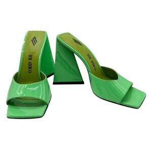 The Attico Devon Patent leather Neon Green Heeled Sandal Mule - Size 6